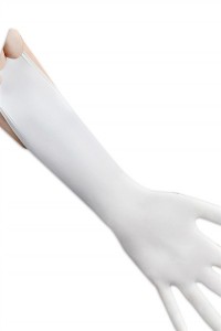 SKMG010  Online order disposable gloves catering high elasticity anti-slip gloves supplier 100 / box disposable gloves latex rubber food domestic laboratory beauty medicine examination gloves thickened front view